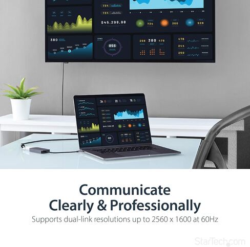 محول StarTech.com USB C إلى DVI - أسود - 1920x1200 - محول فيديو USB من النوع C لشاشة / شاشة / جهاز عرض DVI D - الإصدار المطور هو CDP2DVIEC (CDP2DVI) in Saudi Arabia