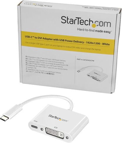 محول StarTech.com USB C إلى DVI - أسود - 1920x1200 - محول فيديو USB من النوع C لشاشة / شاشة / جهاز عرض DVI D - الإصدار المطور هو CDP2DVIEC (CDP2DVI) in Saudi Arabia