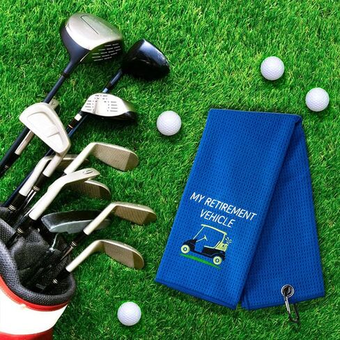 منشفة جولف مضحكة من My Retirement Vehicle، مناشف جولف مطرزة لحقائب الجولف مع مشبك، هدايا جولف للرجال، هدايا عيد ميلاد لمحبي الجولف، نكتة الجولف، هدية تقاعد للرجال والنساء in Kuwait
