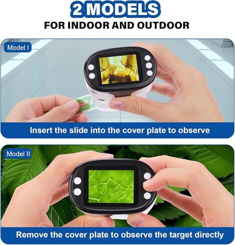 مجهر رقمي محمول من LAKWAR للأطفال والكبار، مجهر محمول بجيب 200 ~ 1000X مع مجموعة شرائح، التقاط الصور والفيديو مع شاشة HD 2 بوصة وبطاقة SD صغيرة 32 جيجا in Kuwait