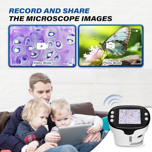 مجهر رقمي محمول من LAKWAR للأطفال والكبار، مجهر محمول بجيب 200 ~ 1000X مع مجموعة شرائح، التقاط الصور والفيديو مع شاشة HD 2 بوصة وبطاقة SD صغيرة 32 جيجا in Kuwait