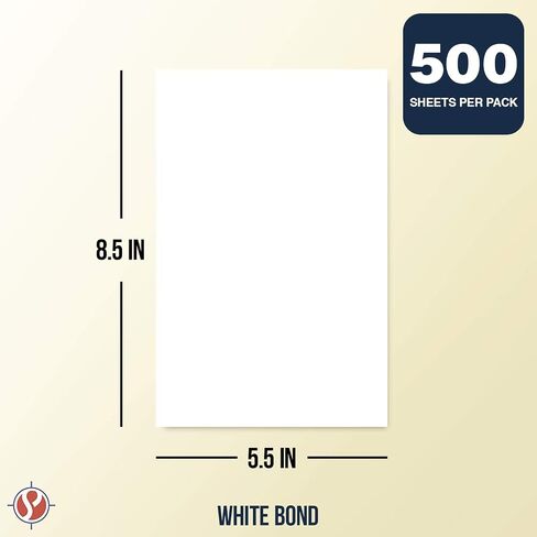 حجم نصف حرف - ورق نسخ 8.5 × 5.5 بوصة، أوراق مذكرة بيضاء، ورق 20 رطل، 500 ورقة في كل حزمة (8.5 × 5.5) in Saudi Arabia