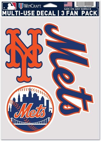 ملصق WinCraft MLB New York Mets متعدد الاستخدامات، 3 عبوات، ألوان الفريق، مقاس واحد in Saudi Arabia