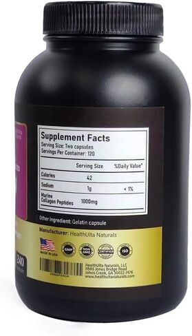 Marine Collagen Capsules Type I Hydrolyzed, 500mg/240 Capsules Wild-Caught, Fish Friendly, Supplement for Men and Women, Joint Support Health, Skin, Hair & Nails, Paleo, Unflavored in Saudi Arabia