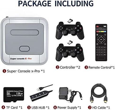 وحدة تحكم ألعاب Kinhank Retro، نظام ألعاب Super Console X Pro مدمج أكثر من 41,000 لعبة فيديو، وحدة تحكم محاكي الألعاب مع أكثر من 50 محاكيًا، دعم إخراج 4K HD/AV (128 جيجا)، LAN/WIFI، 2 لوحة ألعاب، أفضل الهدايا in Kuwait