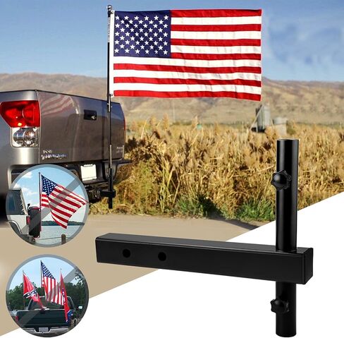 Hitch Mount Flagpole Holder, Denforste Flagpole Hitch Flag Pole with Anti-Wobble Screws, Flag Hitch Mount Universal for 2 inches Receiver, for Jeep, SUV, RV, Pickup, Truck, Camper, Trailer in Kuwait
