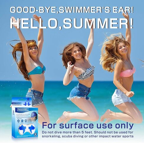 Hearprotek Swimming Ear Plugs, 2 Pairs Waterproof Reusable Silicone Ear Plugs for Swimmers Showering Bathing Surfing and Other Water Sports Adults Size in Kuwait