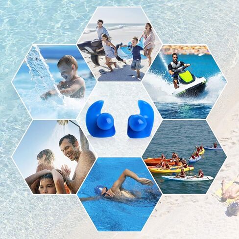 Hearprotek Swimming Ear Plugs, 2 Pairs Waterproof Reusable Silicone Ear Plugs for Swimmers Showering Bathing Surfing and Other Water Sports Adults Size in Kuwait