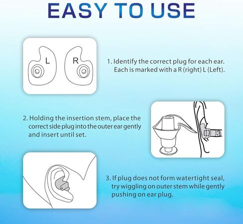 Hearprotek Swimming Ear Plugs, 2 Pairs Waterproof Reusable Silicone Ear Plugs for Swimmers Showering Bathing Surfing and Other Water Sports Adults Size in Kuwait