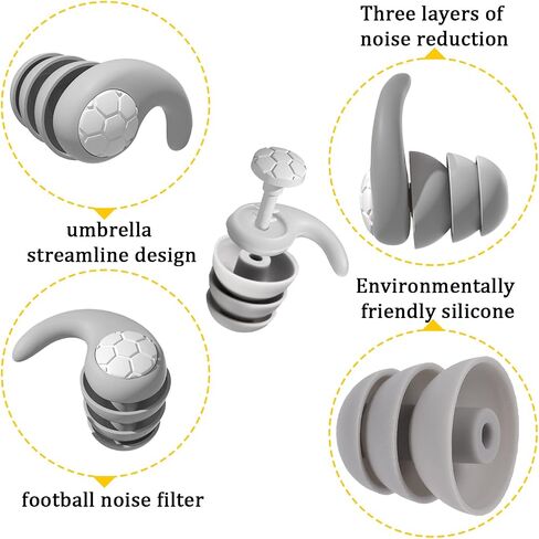 3 Pairs Swimming Ear Plugs, Reusable Silicone Earplugs Waterproof Swim Ear Plugs for Adults Noise Reduction Earplug for Swimming Surfing Showering Water Sports (Black, Gray, Blue) in Saudi Arabia