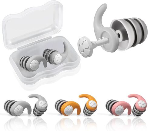 3 Pairs Swimming Ear Plugs, Reusable Silicone Earplugs Waterproof Swim Ear Plugs for Adults Noise Reduction Earplug for Swimming Surfing Showering Water Sports (Black, Gray, Blue) in Saudi Arabia