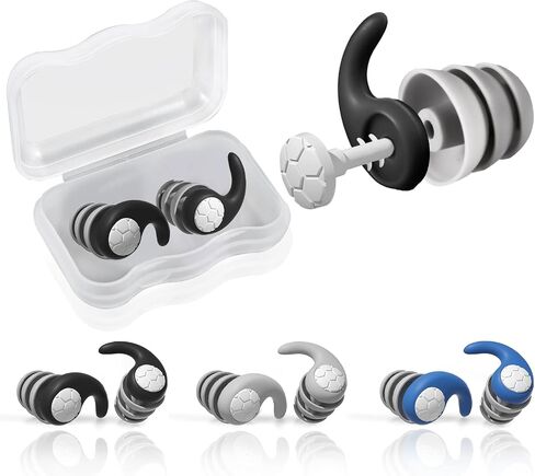 3 Pairs Swimming Ear Plugs, Reusable Silicone Earplugs Waterproof Swim Ear Plugs for Adults Noise Reduction Earplug for Swimming Surfing Showering Water Sports (Black, Gray, Blue) in Saudi Arabia
