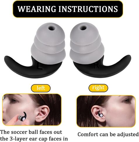 3 Pairs Swimming Ear Plugs, Reusable Silicone Earplugs Waterproof Swim Ear Plugs for Adults Noise Reduction Earplug for Swimming Surfing Showering Water Sports (Black, Gray, Blue) in Saudi Arabia