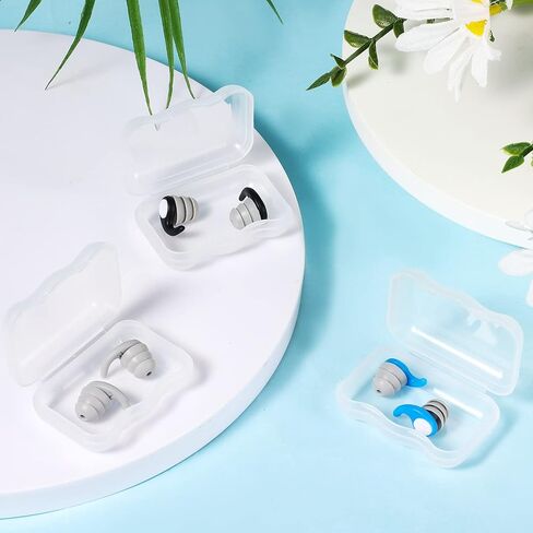 3 Pairs Swimming Ear Plugs, Reusable Silicone Earplugs Waterproof Swim Ear Plugs for Adults Noise Reduction Earplug for Swimming Surfing Showering Water Sports (Black, Gray, Blue) in Saudi Arabia