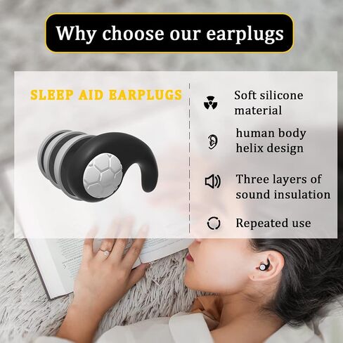 3 Pairs Swimming Ear Plugs, Reusable Silicone Earplugs Waterproof Swim Ear Plugs for Adults Noise Reduction Earplug for Swimming Surfing Showering Water Sports (Black, Gray, Blue) in Saudi Arabia