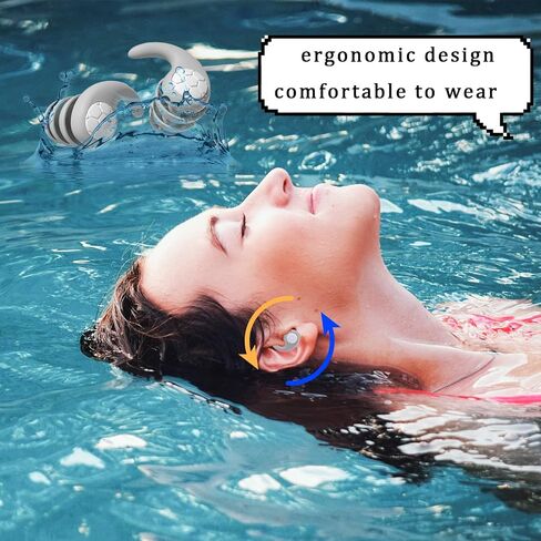 3 Pairs Swimming Ear Plugs, Reusable Silicone Earplugs Waterproof Swim Ear Plugs for Adults Noise Reduction Earplug for Swimming Surfing Showering Water Sports (Black, Gray, Blue) in Saudi Arabia