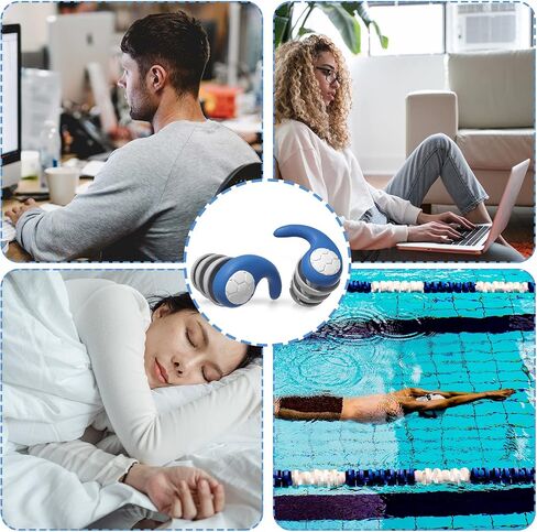 3 Pairs Swimming Ear Plugs, Reusable Silicone Earplugs Waterproof Swim Ear Plugs for Adults Noise Reduction Earplug for Swimming Surfing Showering Water Sports (Black, Gray, Blue) in Saudi Arabia