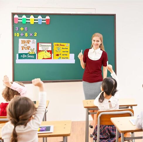 Magnetic Book Shelf, 2 Pack Magnetic Shelves for Whiteboard Classroom, Reusable Magnetic Acrylic Floating Shelves with a Magnetic Pen Container for Classroom Refrigerator in Saudi Arabia