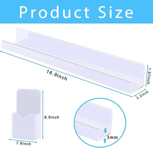 Magnetic Book Shelf, 2 Pack Magnetic Shelves for Whiteboard Classroom, Reusable Magnetic Acrylic Floating Shelves with a Magnetic Pen Container for Classroom Refrigerator in Saudi Arabia
