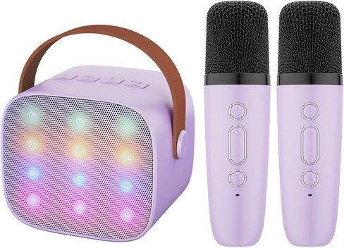 Mini Karaoke Machine with Kids Adults, Portable Bluetooth Speaker 2 Wireless Microphones, Gift for BoyToys 4, 5, 6, 7, 8, 10, 12+ Years Birthday Party (Purple) in Saudi Arabia