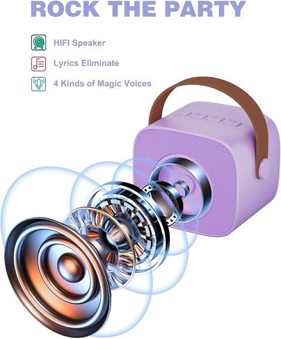 Mini Karaoke Machine with Kids Adults, Portable Bluetooth Speaker 2 Wireless Microphones, Gift for BoyToys 4, 5, 6, 7, 8, 10, 12+ Years Birthday Party (Purple) in Saudi Arabia