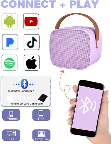 Mini Karaoke Machine with Kids Adults, Portable Bluetooth Speaker 2 Wireless Microphones, Gift for BoyToys 4, 5, 6, 7, 8, 10, 12+ Years Birthday Party (Purple) in Saudi Arabia