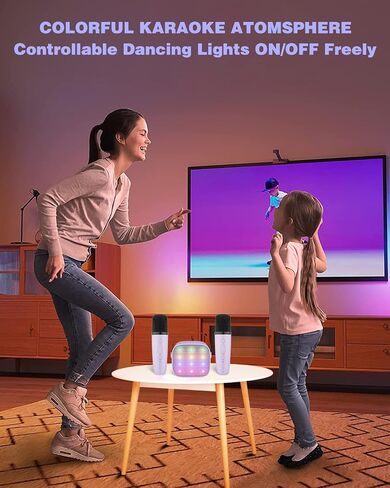 Mini Karaoke Machine with Kids Adults, Portable Bluetooth Speaker 2 Wireless Microphones, Gift for BoyToys 4, 5, 6, 7, 8, 10, 12+ Years Birthday Party (Purple) in Saudi Arabia