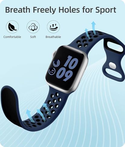 أحزمة رياضية متوافقة مع ساعة Apple 49 مم 45 مم 44 مم 42 مم 41 مم 40 مم 38 مم، 6 قطع حزام سيليكون ناعم مسامي لساعة iWatch Ultra2 Ultra1 SE Series 9 8 7 6 5 4 3 2 1 للرجال والنساء in Saudi Arabia