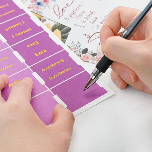 VANRA Bible Tabs for Women Bible Journaling Supplies Large Print, 96 Tabs in Total, for Old and New Testament Studying with Blank Laminated Bible Tabs in Kuwait