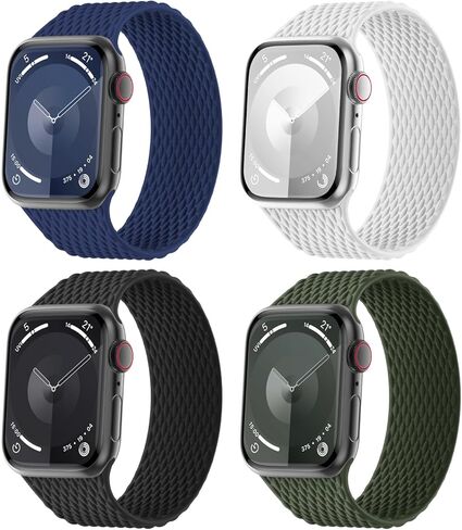 أربطة سيليكون منفردة متوافقة مع سوار ساعة أبل 38 مم 40 مم 41 مم 42 مم 44 مم 45 مم 49 مم للنساء والرجال، حزام رياضي من السيليكون المضفر متوافق مع سلسلة iWatch 9/8/7/6/5/4/3/2/1/SE/Ultra/ الترا 2 in Kuwait