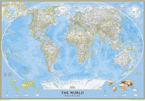 National Geographic World Wall Map - Classic - Laminated (Enlarged: 69.25 x 48 in) (National Geographic Reference Map) in Saudi Arabia
