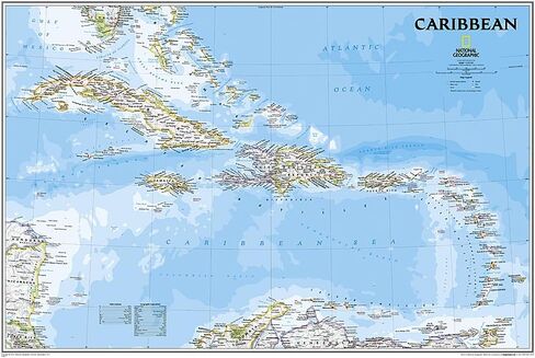 National Geographic Caribbean Wall Map - Classic - Laminated (Poster Size: 36 x 24 in) (National Geographic Reference Map) in Saudi Arabia