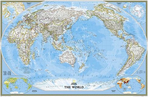 National Geographic World, Pacific Centered Wall Map - Classic - Laminated (46 x 30.5 in) (National Geographic Reference Map) in Saudi Arabia