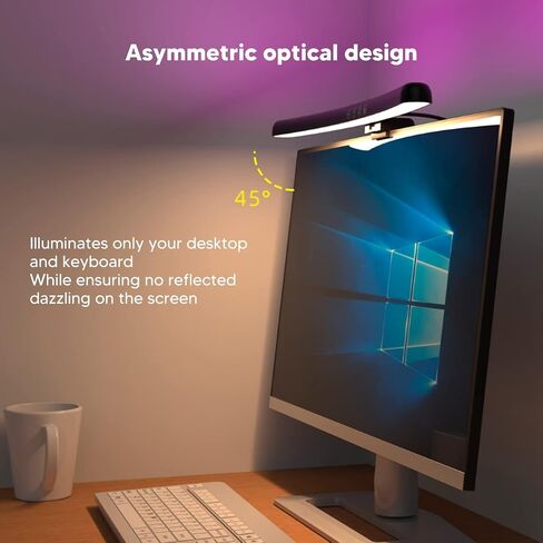 Computer Monitor Lamp, Curved Screen Monitor Light Bar for Eye Caring, Touch Dimming, No Screen Glar e, 7 Color RGB Light Effect, USB C LED Computer Lamp for Desk,Gaming in Saudi Arabia