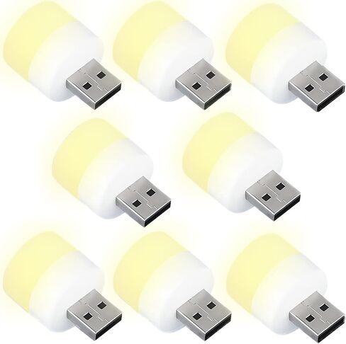 DASITON Plug in LED Night Light Mini USB LED Light USB مرن LED ضوء محيط صغير USB LED ضوء، LED لمبة سيارة محمولة، داخلي، خارجي، قراءة، نوم (4 ضوء دافئ) in Saudi Arabia