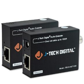 J-Tech Digital Digital Audio Extender Converter for Optical/Coaxial Audio Over Single Cat5e/6 Cable (PoC) up to 990’ (300m) for Dolby Digital, DTS 5.1, DTS-HD, PCM [JTECH-AET1000]