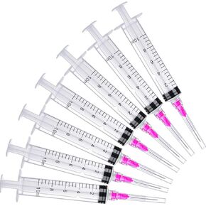 20 Pack 10ml Industrial Sterile Syringes with 18Ga 1.5 Inch, Plastic Disposable Syringe for Scientific Labs, Liquids Refilling and Measuring