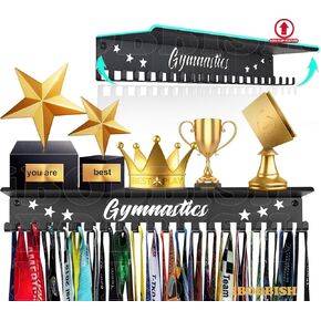 Non-Slip Medal Hanger Display Trophy Shelf,Medal Hanger Display for Wall with 16inchL,Race Medal Display Upgraded Medal Holder Display for gymanstics,Race,Soccer,Swim