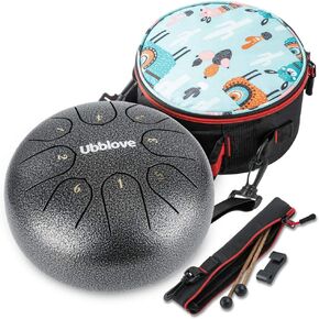 Steel Tongue Drum for Kids: 8 Notes 6 Inches Key of C Metal Steel Drums Instrument with Bag for Meditation, Yoga, musical education, zen tone (Green)