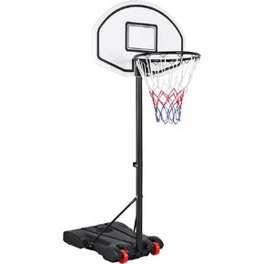Yaheetech Portable Basketball Hoop Outdoor/Basketball Goals Indoor/Basketball Court/Adjustable Basketball Stand from 5.2 ft to7 ft with 29'' Basketball Backboard Black/Red