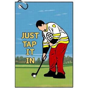 Funny Printed Golf Towel, Funny Golf Towel for Golf Bags with Clip, Golf Gift for Men Husband Boyfriend Dad, Birthday, Cristmas Gifts for Golf Fan - Just Tap It in