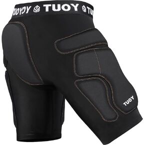 TUOY Protective Padded Shorts for Snowboard,Skate and Ski,3D Protection for Hip,Butt and Tailbone
