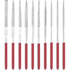 Quacc 10 PCS Diamond Needle File Set Small Metal Riffler Files Miniature Files Tools 140mm for Glass Wood Stone Jewelry