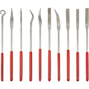 Litoexpe 10 Pieces Mini Needle File Set, Multipurpose Small Diamond File Kit Jewelers File for Metal, Crafts, Wood, Plastic Sanding, 2x100mm