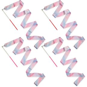Kaiyuan Dynasty 4pcs Dance Ribbons Sparkling Dance Ribbon Streamer 78.7inch Gymnastics Ribbon Dancer Wand Twirling Dancing Ribbons for Talent Shows Artistic Training