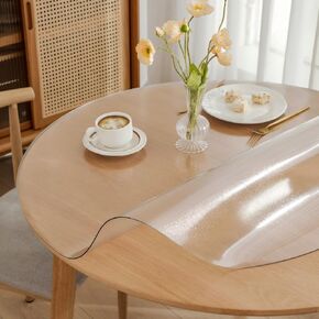 Clear Round Table Cover, 36 Inch Round Plastic Table Protector, 2mm Thick Waterproof PVC Tablecloth, Vinyl Circle Table Top Protector for Coffee Table, Dining Room Table
