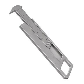 MecArmy RU01 Minimalist Zeroscrew Tech Titanium Pocket Vernier Caliper, Small Caliper Measuring Tool with Double Scale Integrated Sliding Gauge, Metal Mini EDC Ruler for Bead Wire Jewelry Measurement