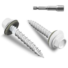 Metal Roofing Screws #10 × 1 Inch, 185pcs Grey Ruspert Coating Hex Head Roofing Screws with Rubber Washer, Self Starting Metal to Wood Siding Screws