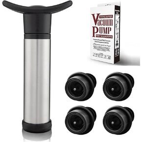 Wine Saver Vacuum Pump with 4 Wine Stoppers, Wine Bottle Stoppers with Food Grade Silicone Leak proof Keep Fresh Suitable for All Standard Wine Bottles