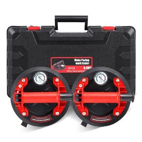 8" Glass Suction Cup to Lift Large Glass, 2 Pack 330lbs Heavy Duty Hand-held Glass Lifter, Powerful Industrial Vacuum Suction Cup with Pressure Gauge for Windshield, Tile, Granite, Floor